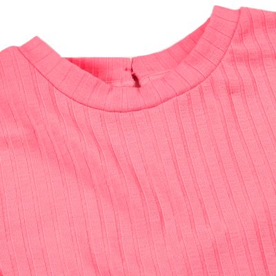 Mini girls pink ribbed t-shirt